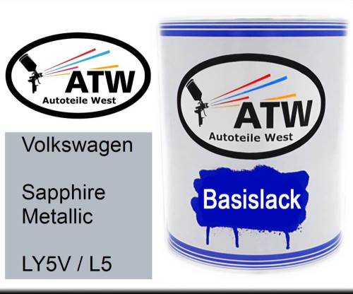 Volkswagen, Sapphire Metallic, LY5V / L5: 1L Lackdose, von ATW Autoteile West.